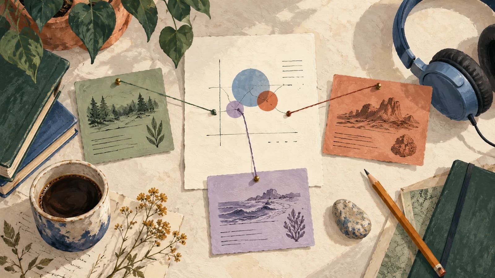 A research paper is connected to three evidence notes